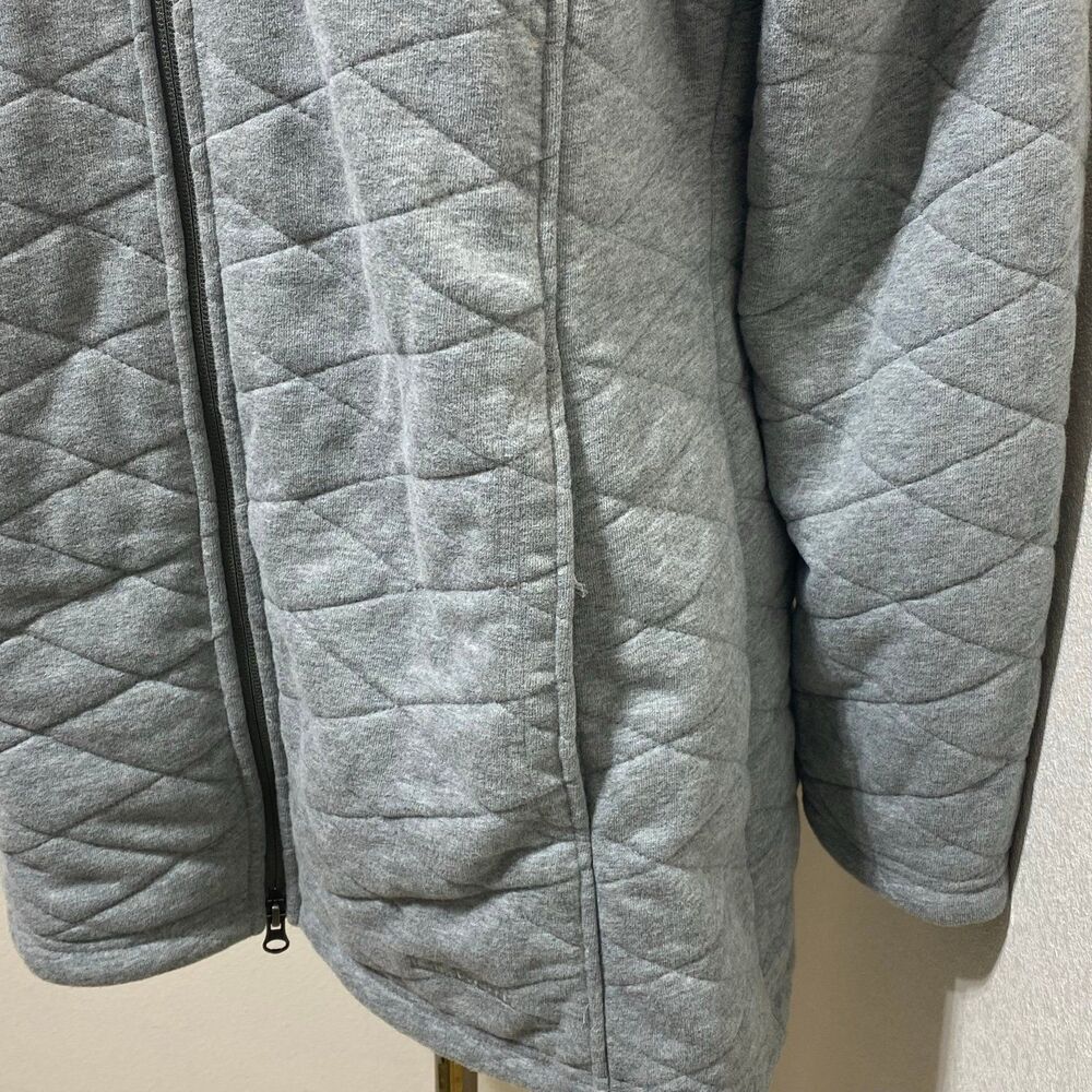 L.L. Bean Women's Faux Fur Lined Quilted Grey Coat Jacket Size Large - Picture 4 of 9